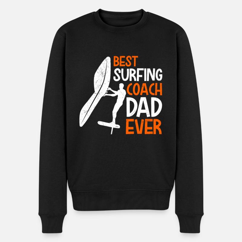 Wing Surf Coach Wing Foiling Dad Papa - Männer Premium Bio Pullover - Schwarz