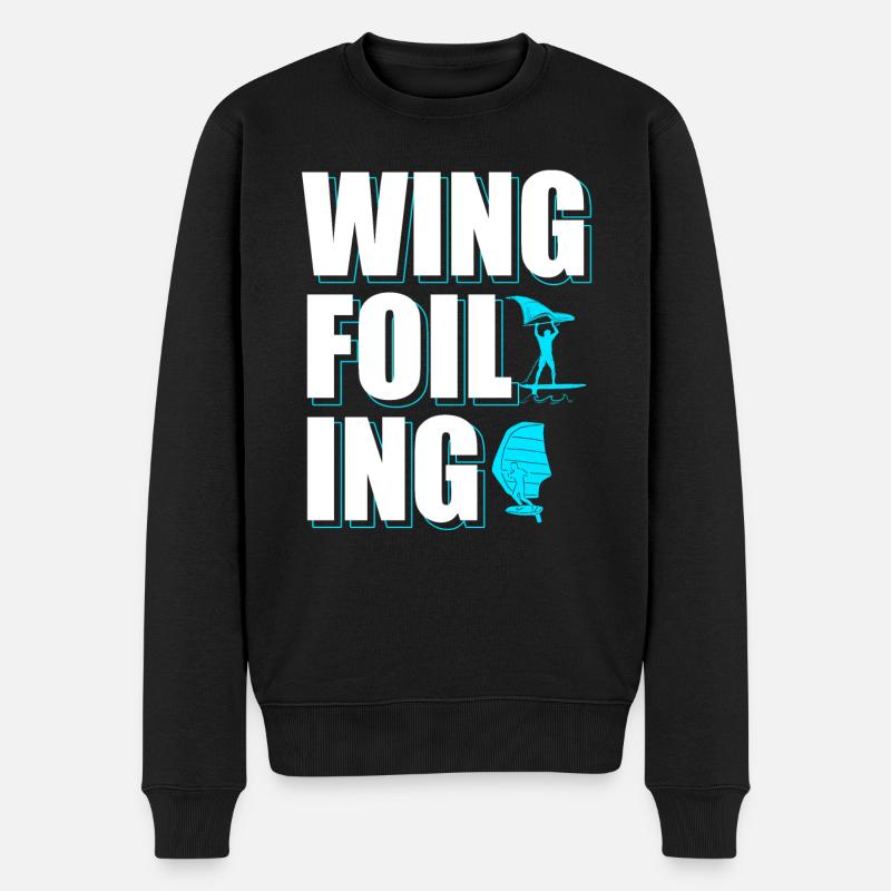 Wing Surfing Wing Foil Wingsurf - Männer Premium Bio Pullover - Schwarz