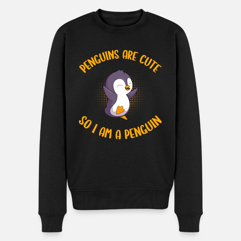 Pinguine sind süß ich bin ein Pinguin Kinder - Männer Premium Bio Pullover - Schwarz