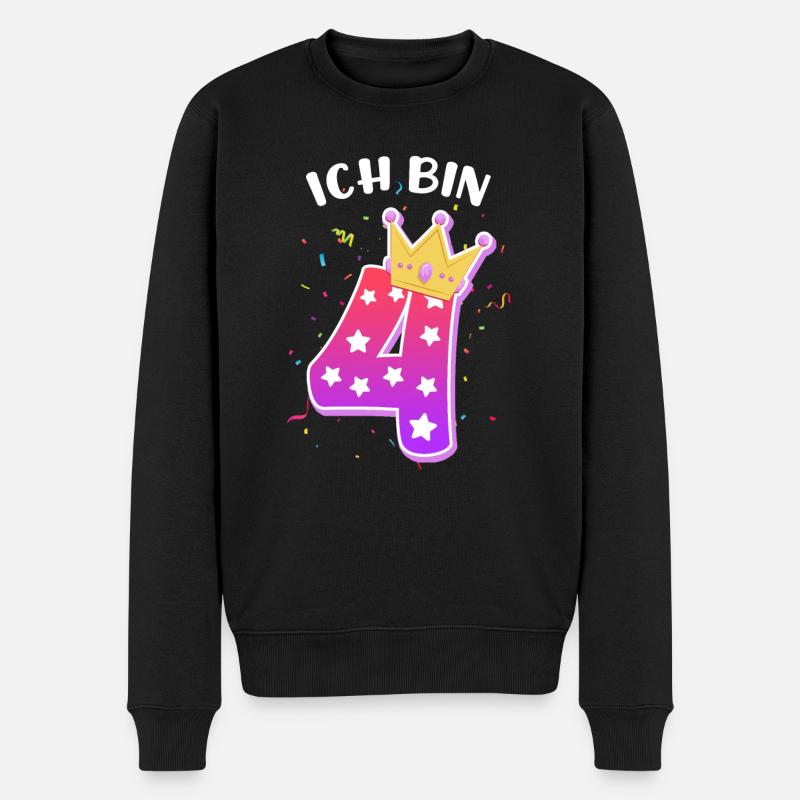 Ich bin 4 Jahre 4. Geburtstag Mädchen - Männer Premium Bio Pullover - Schwarz
