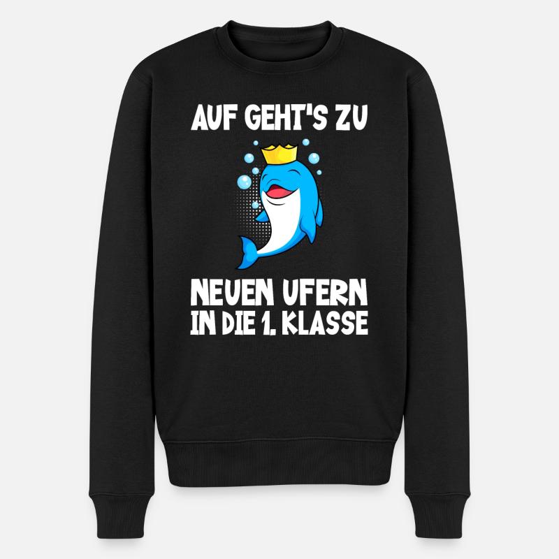 Auf in die 1. Klasse Einschulung 2022 Schulkind - Männer Premium Bio Pullover - Schwarz