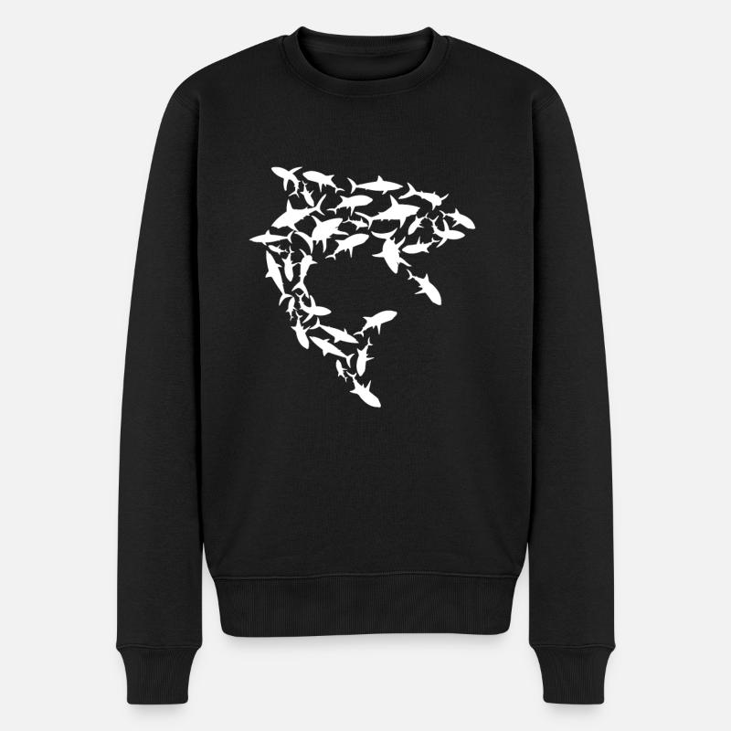 Hai Schwarm Save the Sharks - Männer Premium Bio Pullover - Schwarz