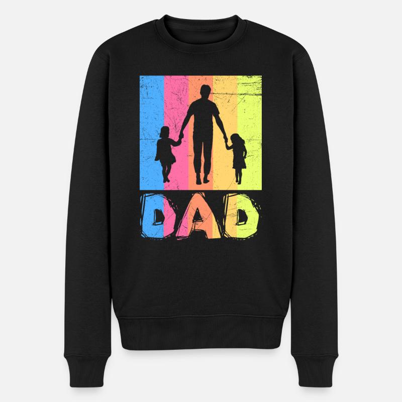 Papa 2 mal 2 Kinder Vater 2 Töchter Papa 2 Söhne - Männer Premium Bio Pullover - Schwarz