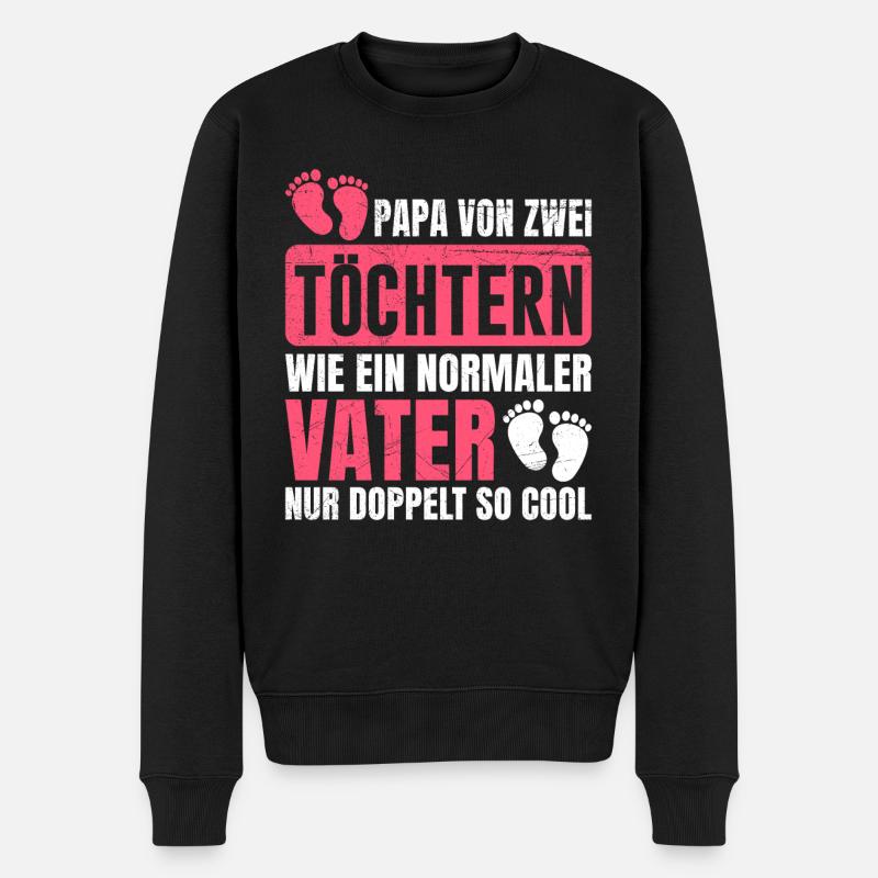 Papa 2 Töchter - Männer Premium Bio Pullover - Schwarz