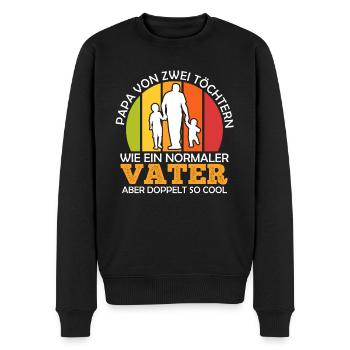 Papa 2 Kinder Vater 2 Töchter - Männer Premium Bio Pullover - Schwarz - Vorne - Nico (187cm)