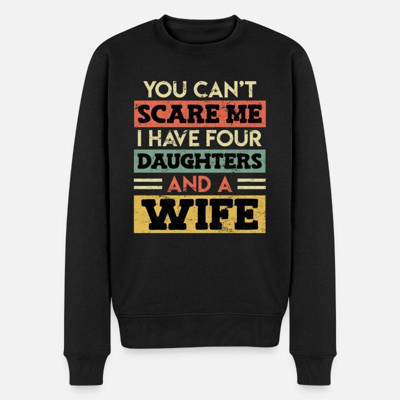 Vater 4 Töchter Papa - Männer Premium Bio Pullover - Schwarz