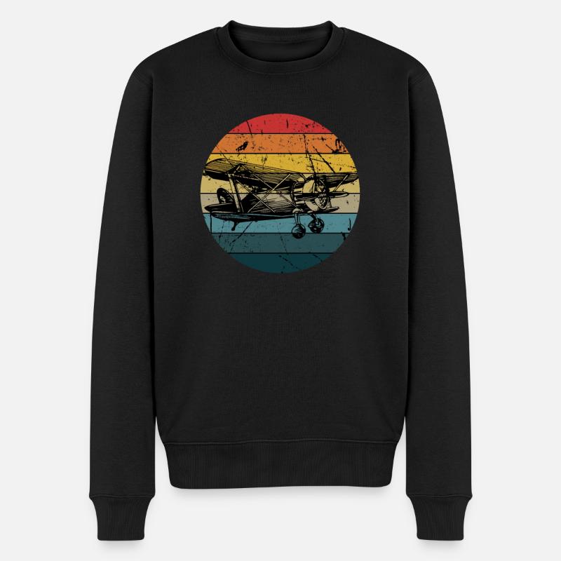 Vintage Flugzeug Flugzeug Pilot Luftfahrt - - Männer Premium Bio Pullover - Schwarz
