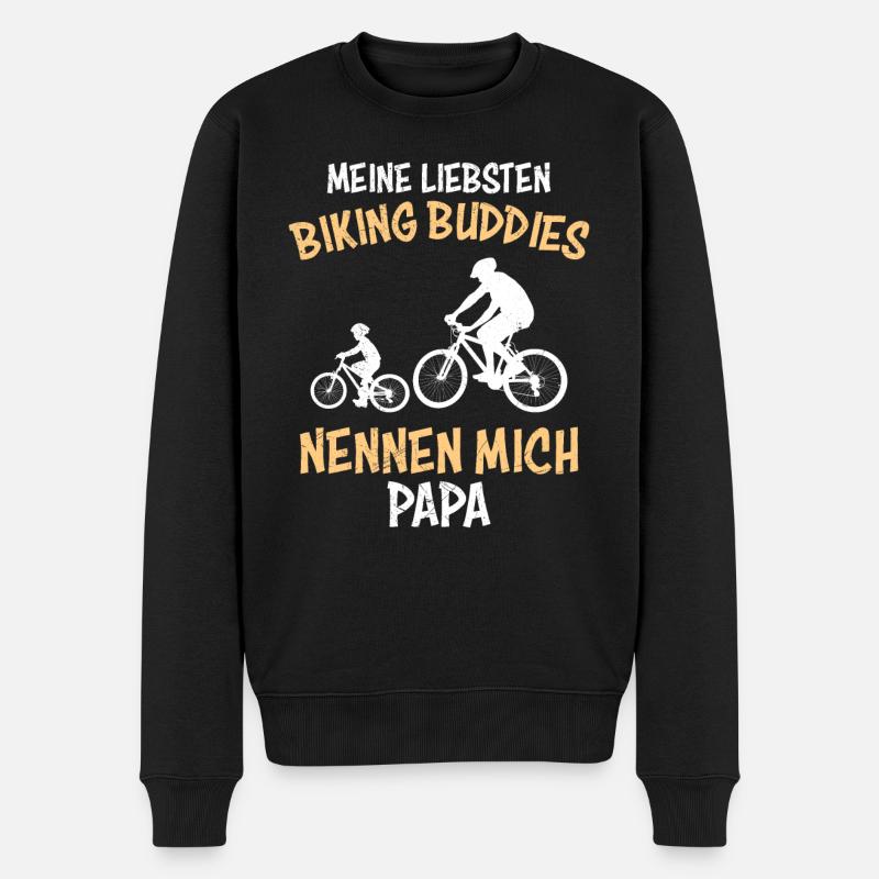 Biking Buddies nennen mich Papa Fahrrad - Männer Premium Bio Pullover - Schwarz