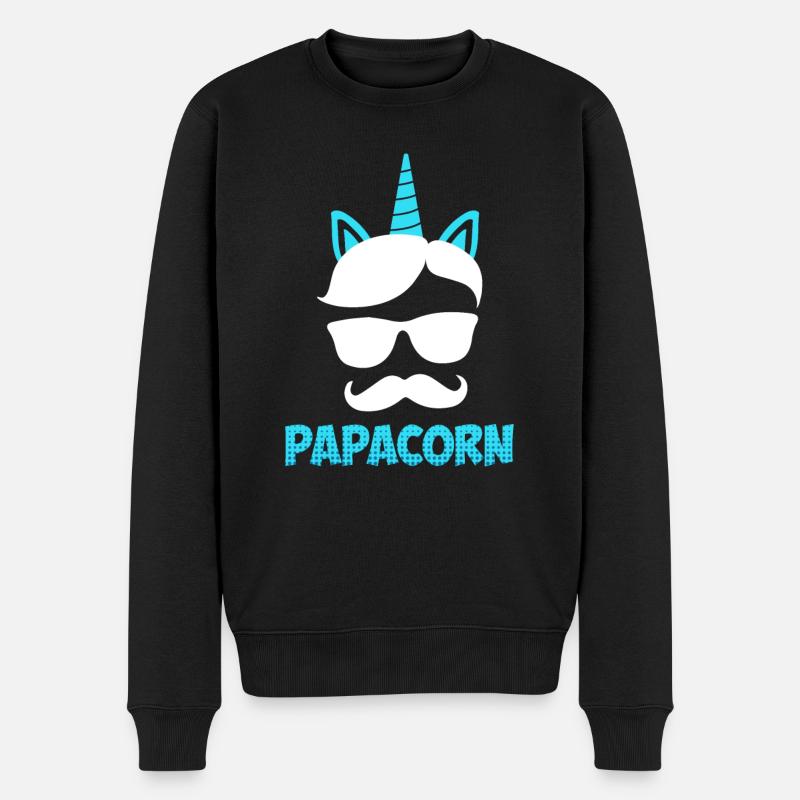Papacorn Papa - Männer Premium Bio Pullover - Schwarz