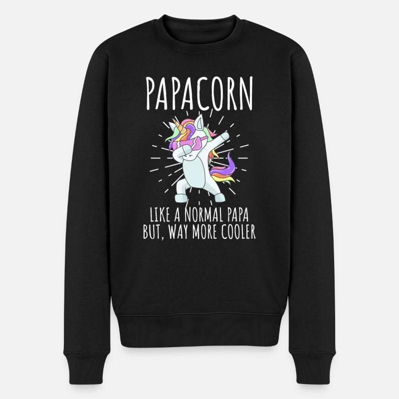 Papacorn cooler Papa und Vater - Männer Premium Bio Pullover - Schwarz