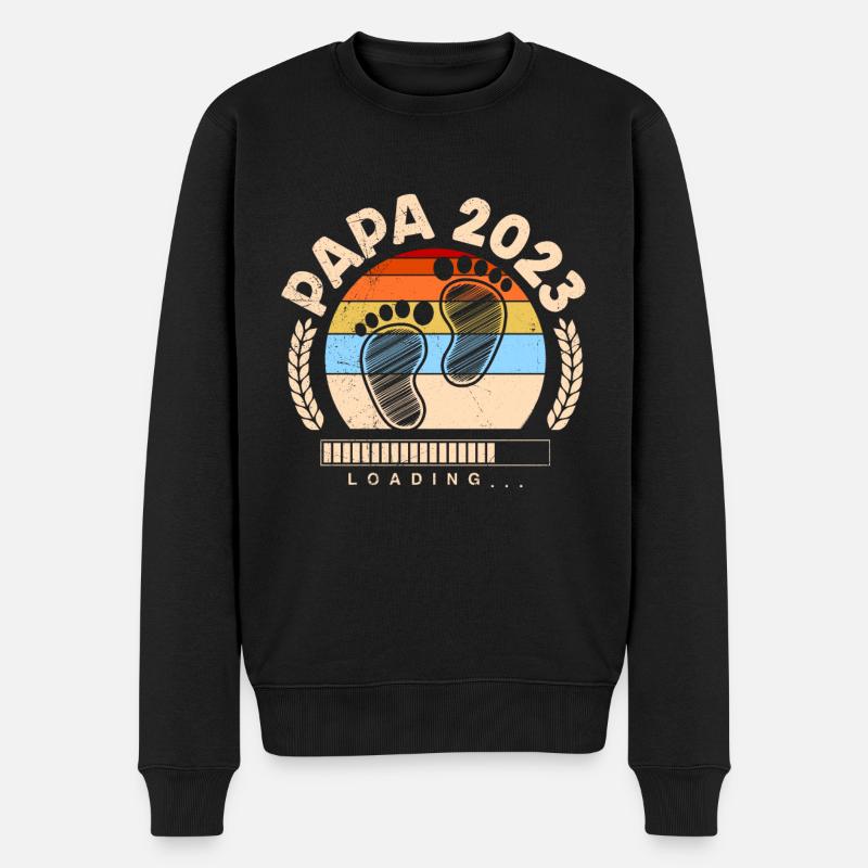 Papa 2023 loading Werdender Papa - Männer Premium Bio Pullover - Schwarz