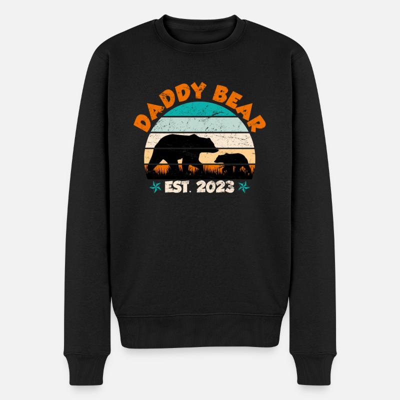 Daddy Bear Werdender Papa 2023 - Männer Premium Bio Pullover - Schwarz