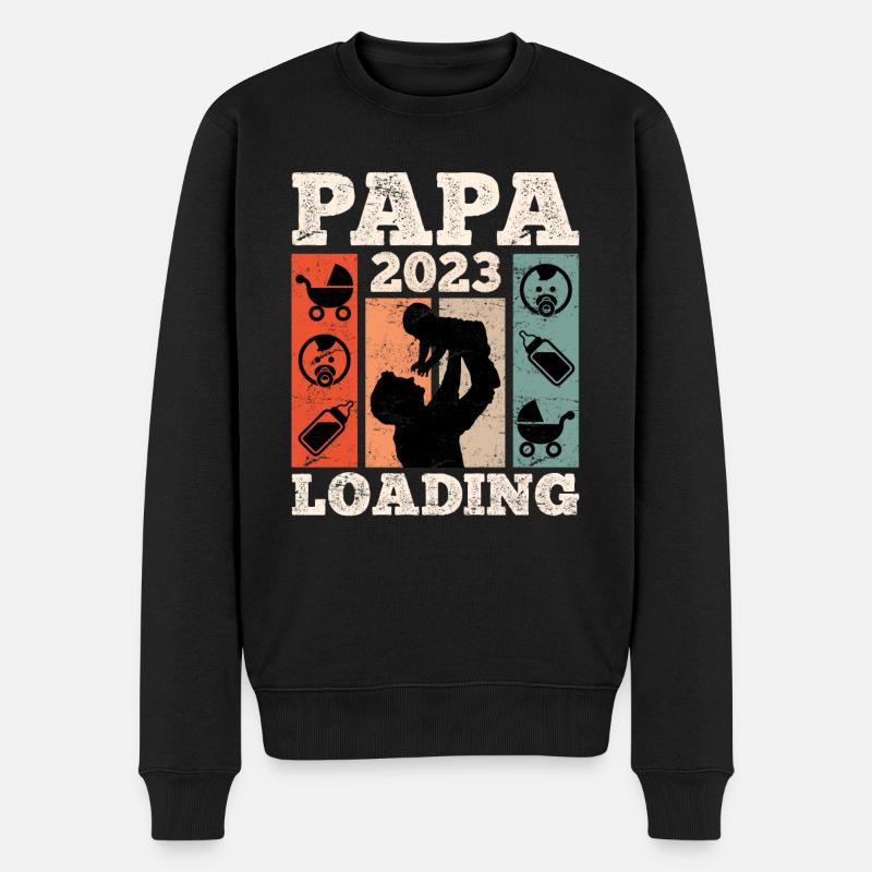 Papa 2023 loading werdender Papa 2023 - Männer Premium Bio Pullover - Schwarz