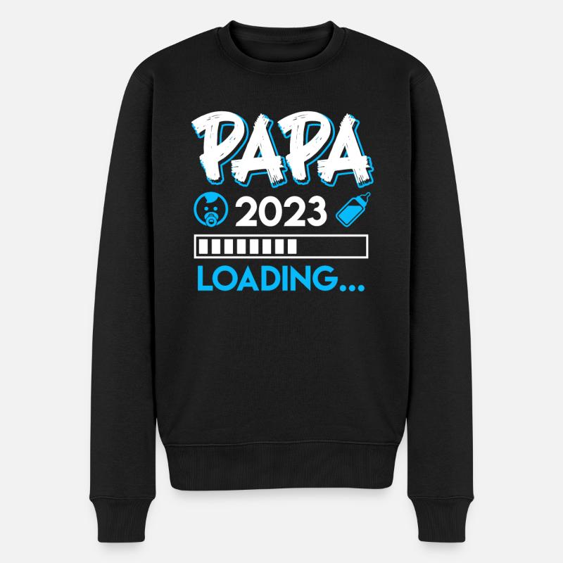 Papa 2023 loading werdender Papa Vater 2023 - Männer Premium Bio Pullover - Schwarz