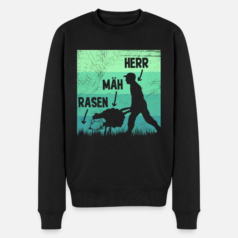 Rasen Mäh Herr Rasenmäher Rasen mähen Garten - Männer Premium Bio Pullover - Schwarz