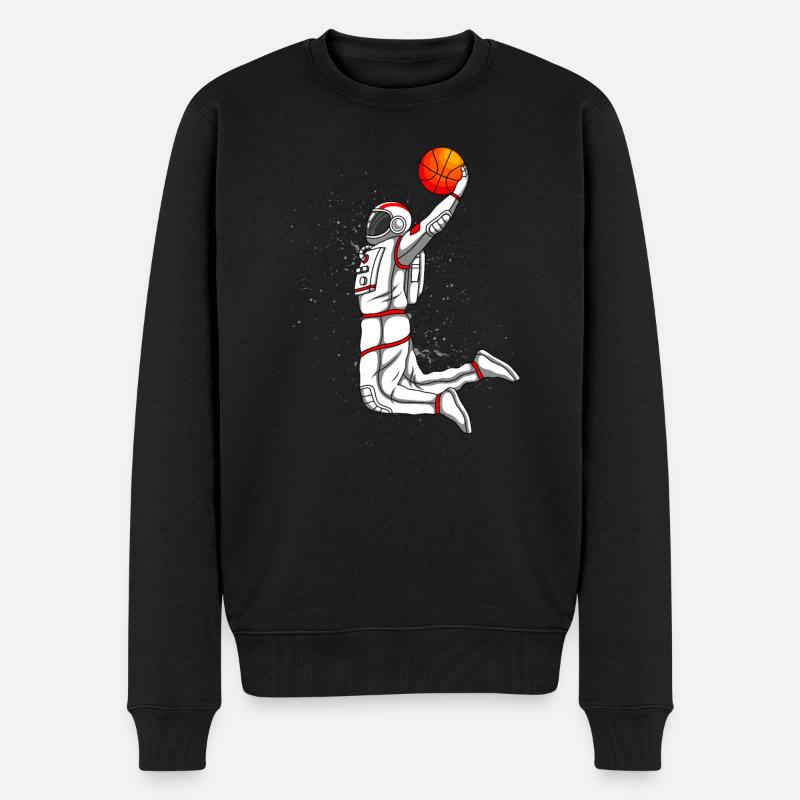 Astronaut Dunking Basketball - Männer Premium Bio Pullover - Schwarz