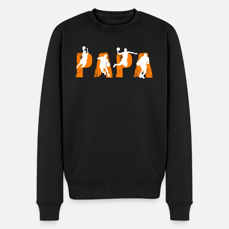 Papa Basketball - Männer Premium Bio Pullover - Schwarz