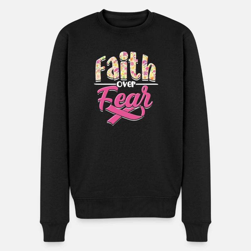 Glaube über Angst - Krebs - Männer Premium Bio Pullover - Schwarz