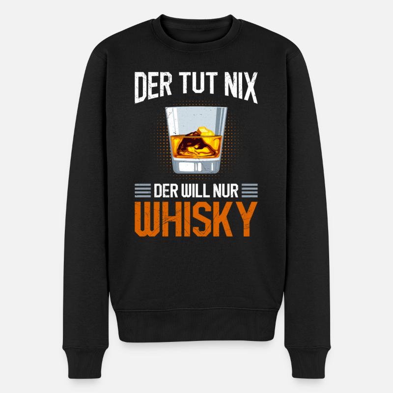 Whiskytrinker der Will nur Whisky - Männer Premium Bio Pullover - Schwarz