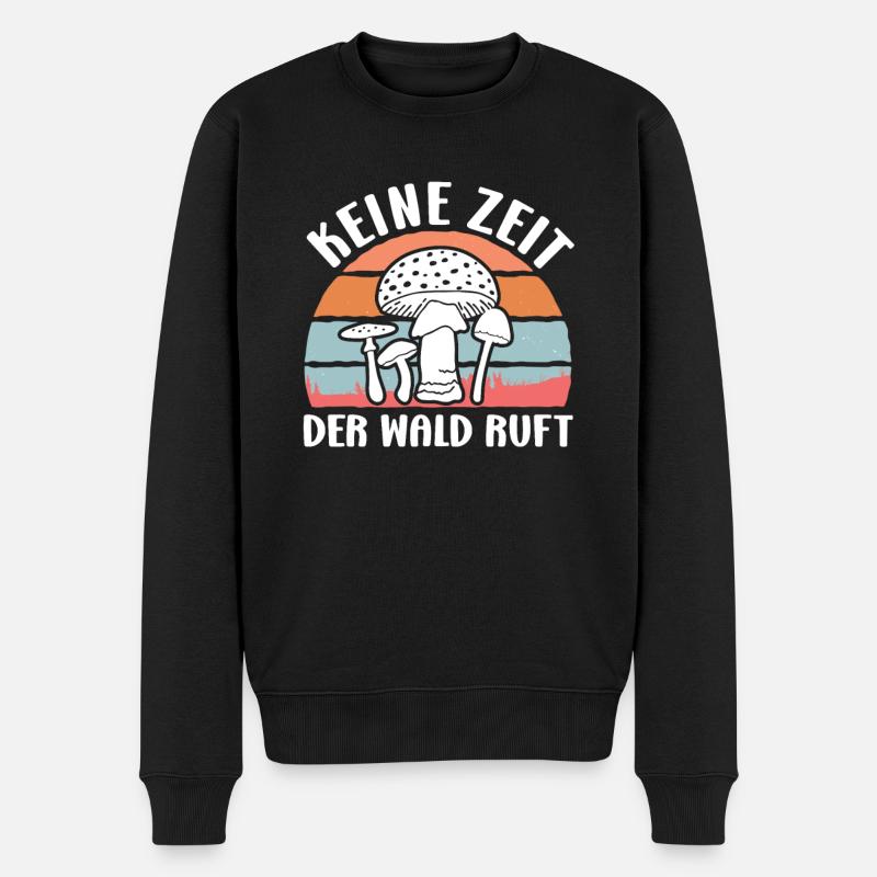 Keine Zeit der Wald ruft Vintage Pilzsammler - Männer Premium Bio Pullover - Schwarz