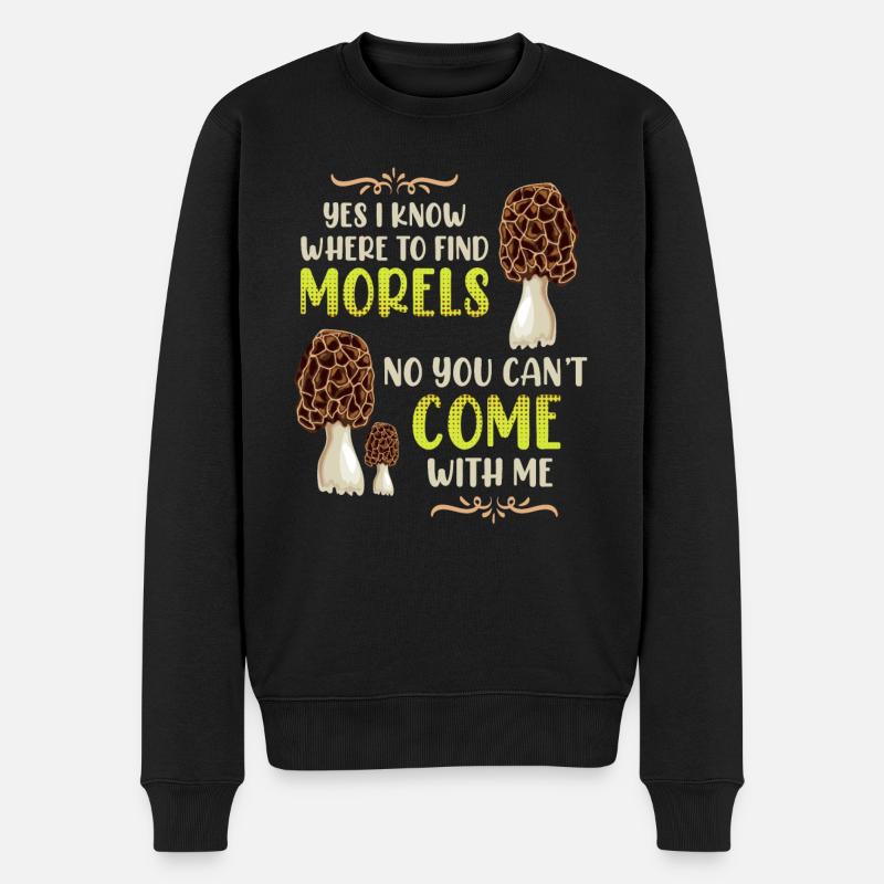 Ich kenne die besten Morchel Plätze - Männer Premium Bio Pullover - Schwarz