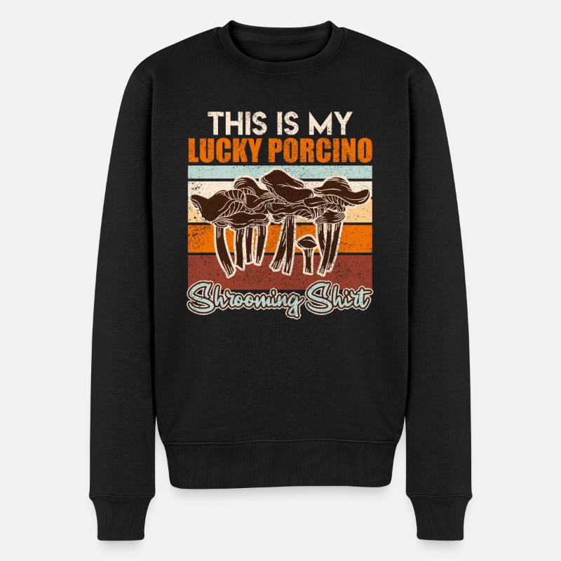 Das ist mein Steinpilz Glücksshirt - Männer Premium Bio Pullover - Schwarz
