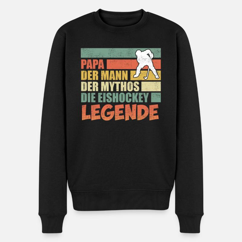 Papa der Mann der Mythos die Legende - Männer Premium Bio Pullover - Schwarz