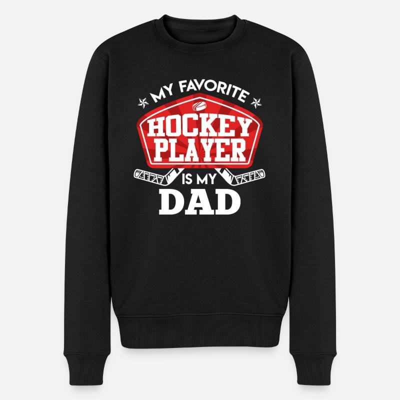 Eishockey Papa - Männer Premium Bio Pullover - Schwarz