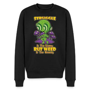 Struggle Is The Enemy But Weed Is The Remedy - Männer Premium Bio Pullover - Schwarz - Vorne - Nico (187cm)