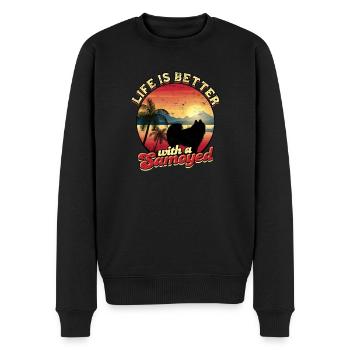 Das Leben ist besser mit einem Samojeden - Samojedenbesitzer - Männer Premium Bio Pullover - Schwarz - Vorne - Nico (187cm)