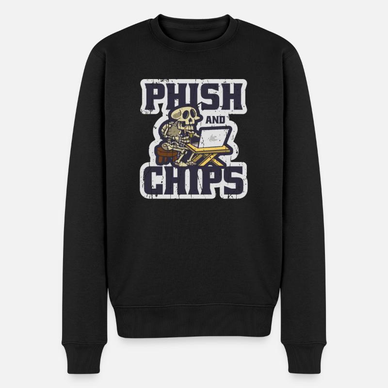 Phish und Chips - Entschlüsselung - Männer Premium Bio Pullover - Schwarz