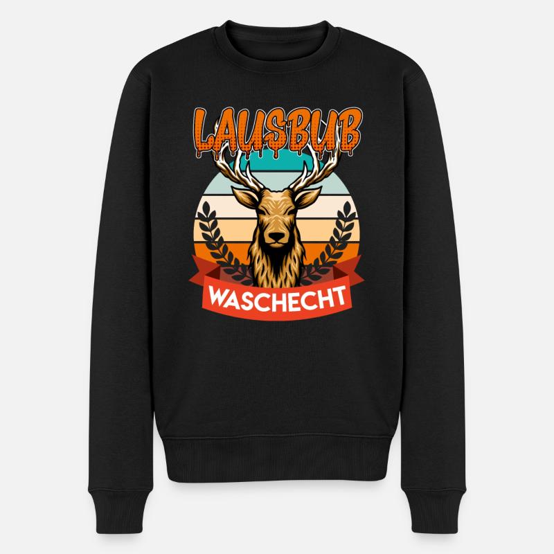 Waschechter Lausbub Bayer Trachtenshirt - Männer Premium Bio Pullover - Schwarz