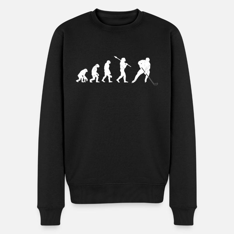 Eishockey Spieler Evolution - Männer Premium Bio Pullover - Schwarz