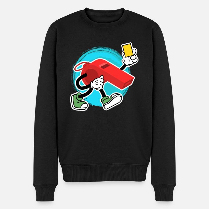 Schiedsrichter Pfeife mit gelber Karte Schiri - Männer Premium Bio Pullover - Schwarz