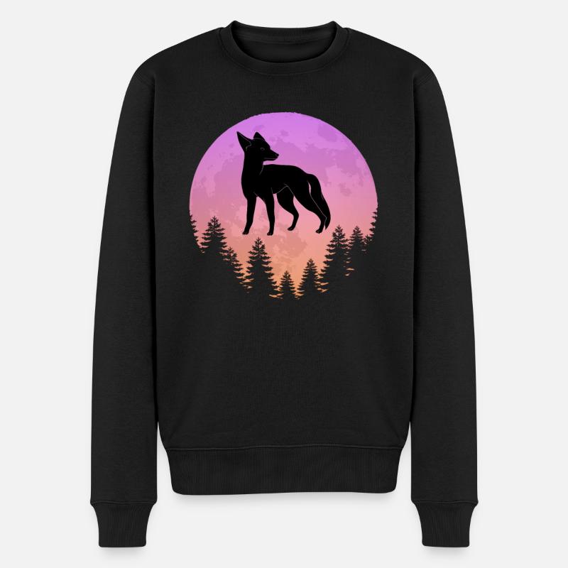 Natur Vollmond Fuchs Jäger - Männer Premium Bio Pullover - Schwarz