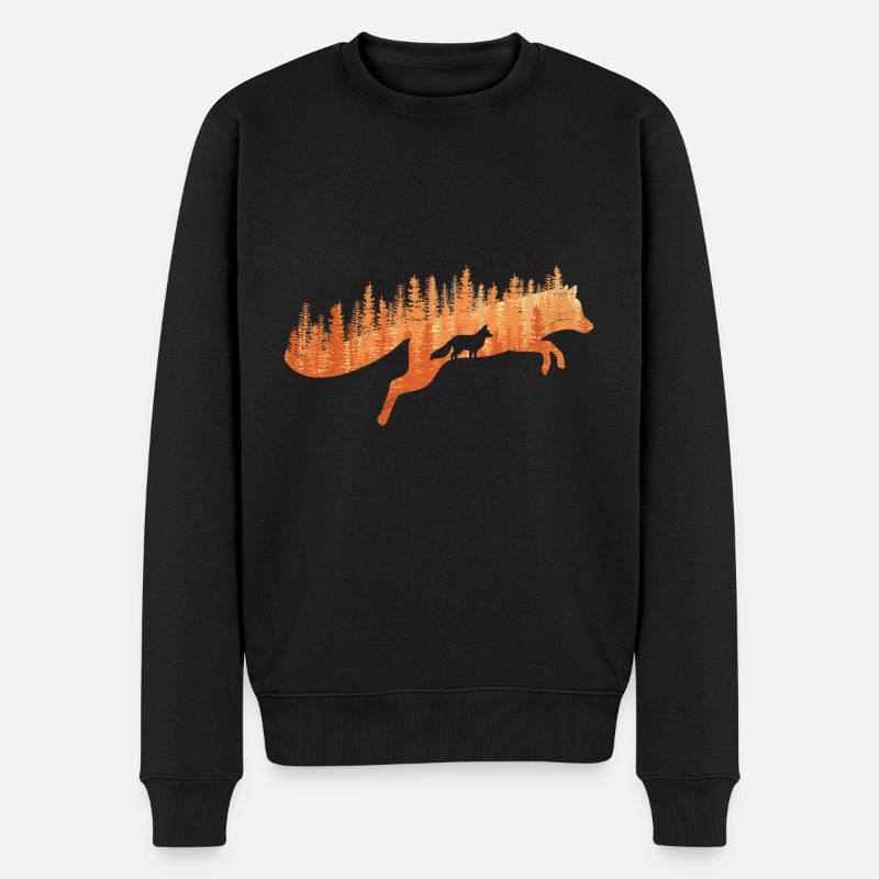 Fuchssilhouette Fuchs Wald Jäger - Männer Premium Bio Pullover - Schwarz