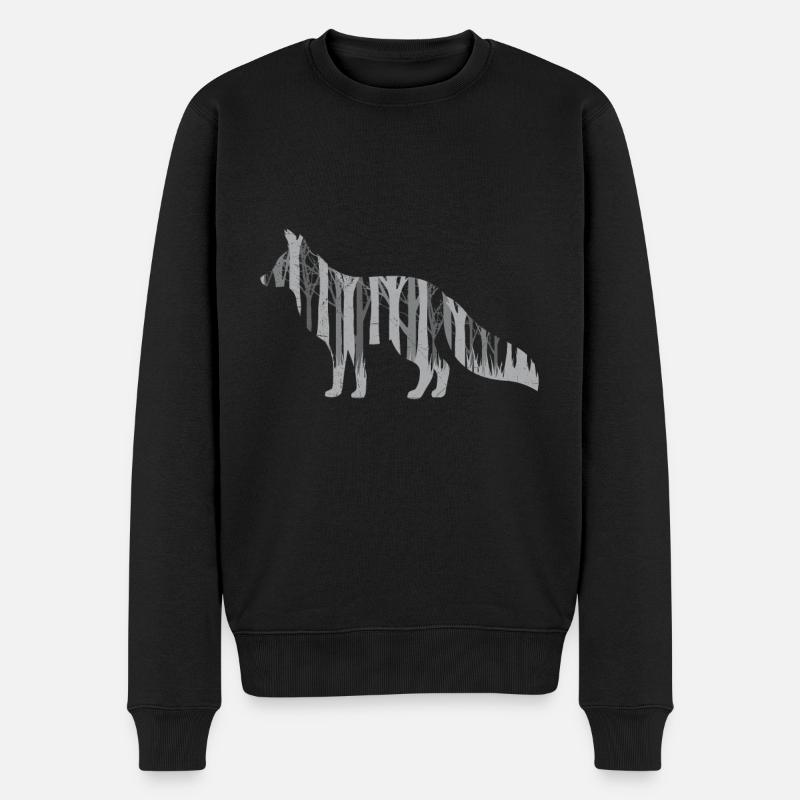 Fuchs Wald - Männer Premium Bio Pullover - Schwarz