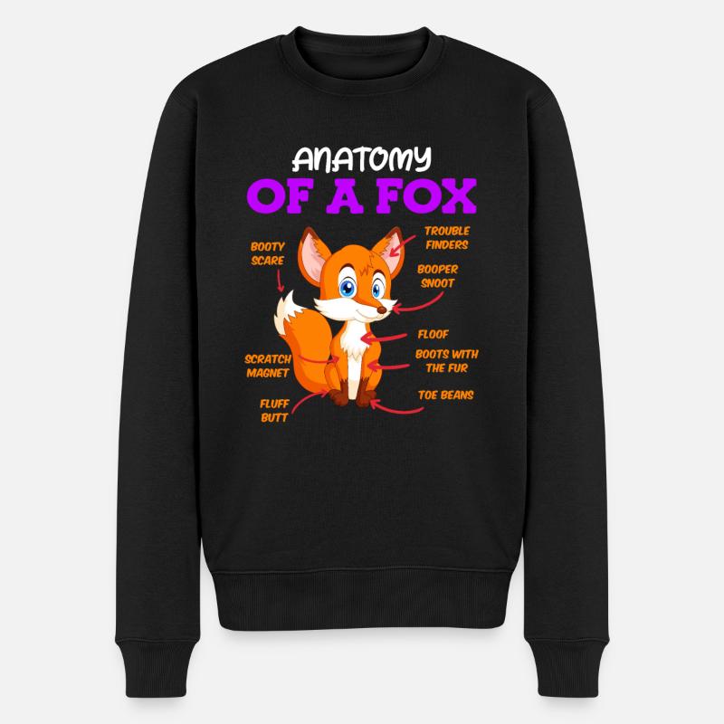Anatomie eines Fuches Fuchs Kinder - Männer Premium Bio Pullover - Schwarz