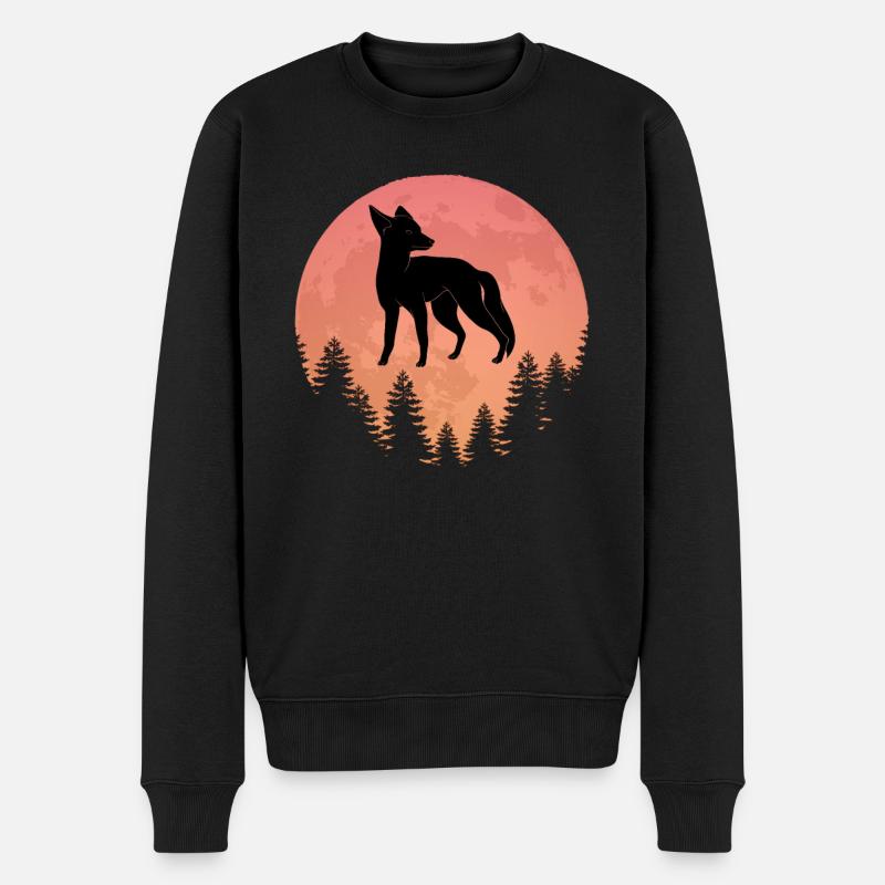 Natur Vollmond Fuchs Jäger - Männer Premium Bio Pullover - Schwarz