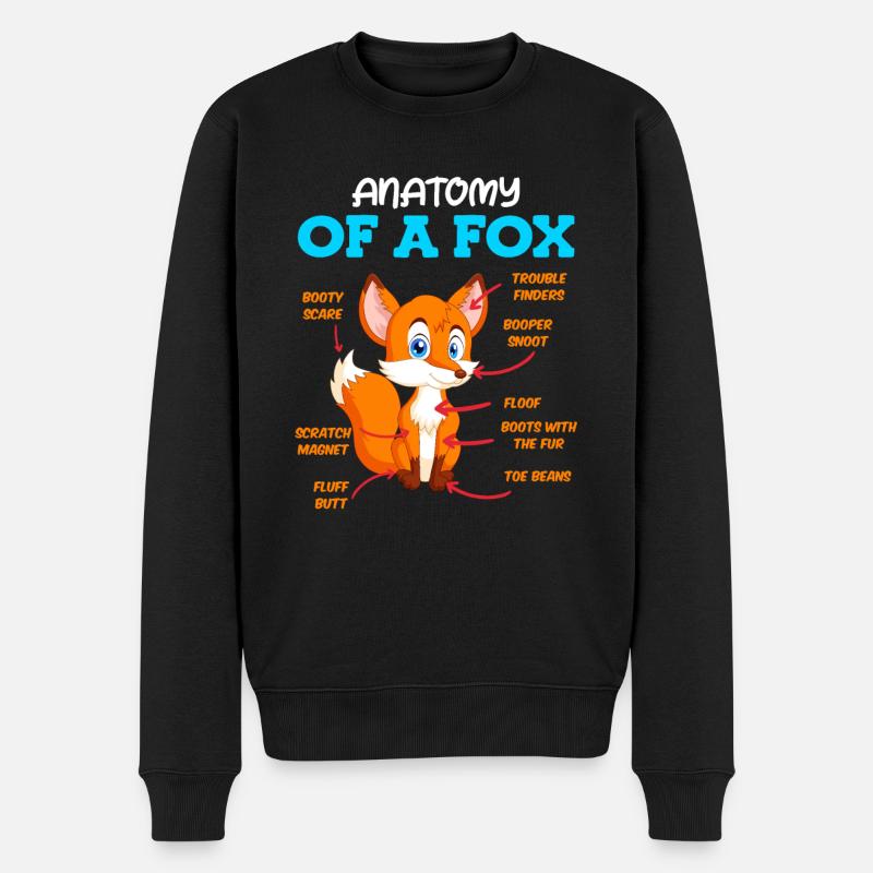 Anatomie eines Fuches Fuchs Kinder - Männer Premium Bio Pullover - Schwarz