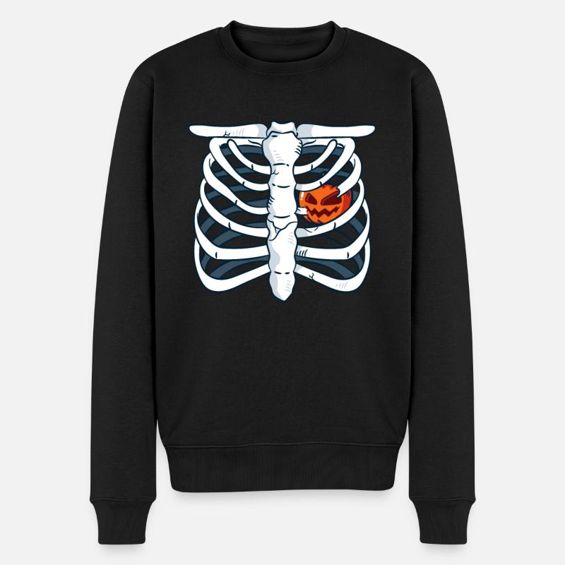 Squelette de citrouille Halloween - Pull Premium bio Homme - noir