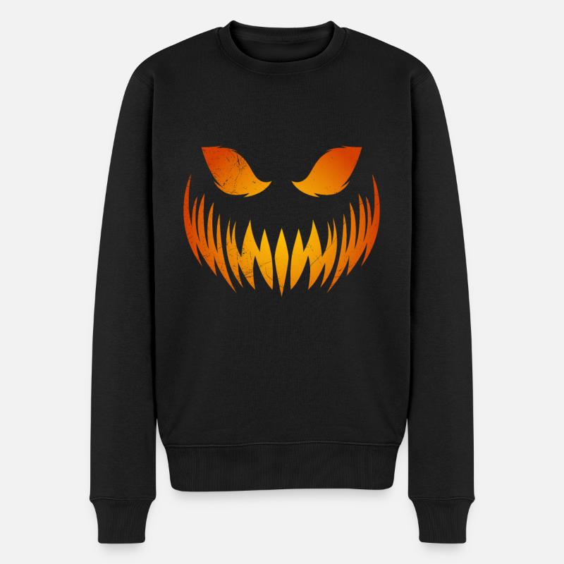 Masque de citrouille effrayant Halloween - Pull Premium bio Homme - noir