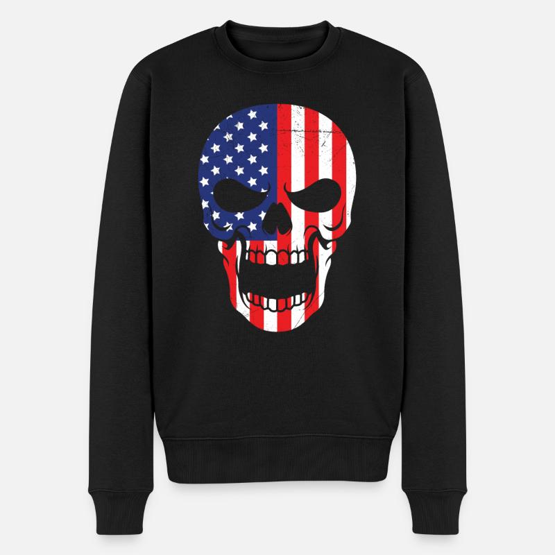 Crâne d’Halloween aux États-Unis - Pull Premium bio Homme - noir