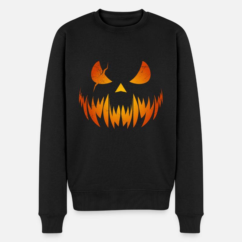Masque de citrouille effrayant Halloween - Pull Premium bio Homme - noir