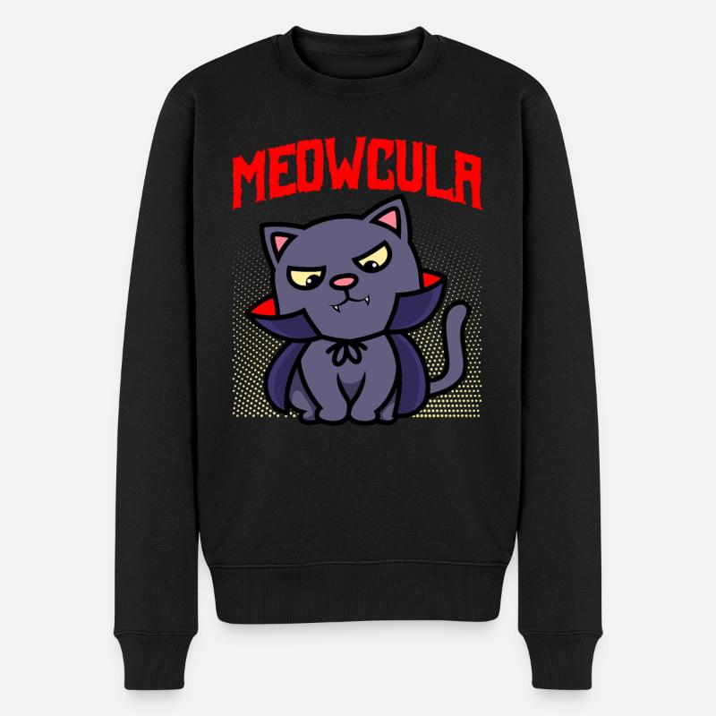Dracula Halloween Katze - Männer Premium Bio Pullover - Schwarz