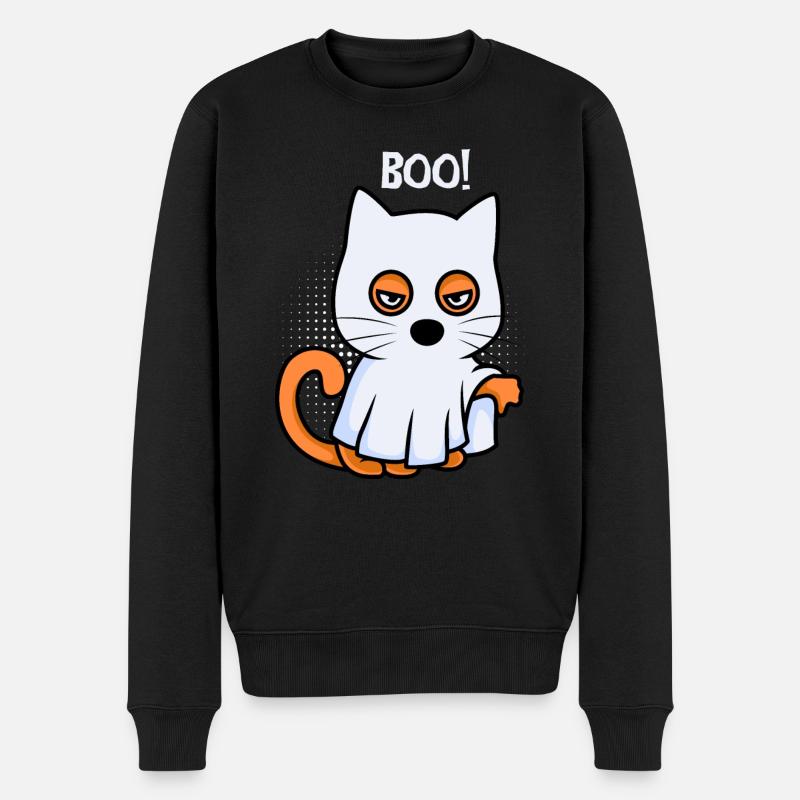 Boo Ghost Chat d’Halloween - Pull Premium bio Homme - noir