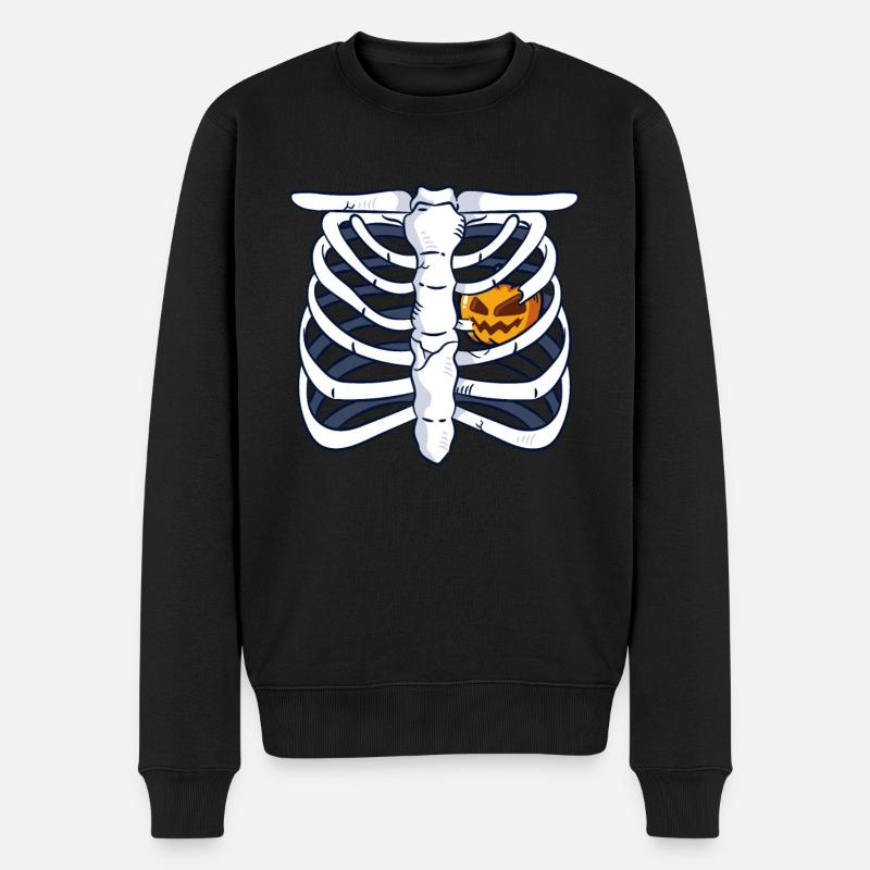 Squelette de citrouille Halloween - Pull Premium bio Homme - noir
