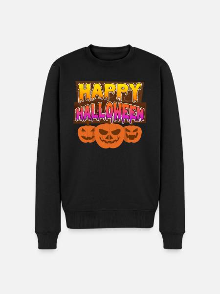 Halloween Pumpkin Happy Halloween - Men's Premium Organic Jumper - black