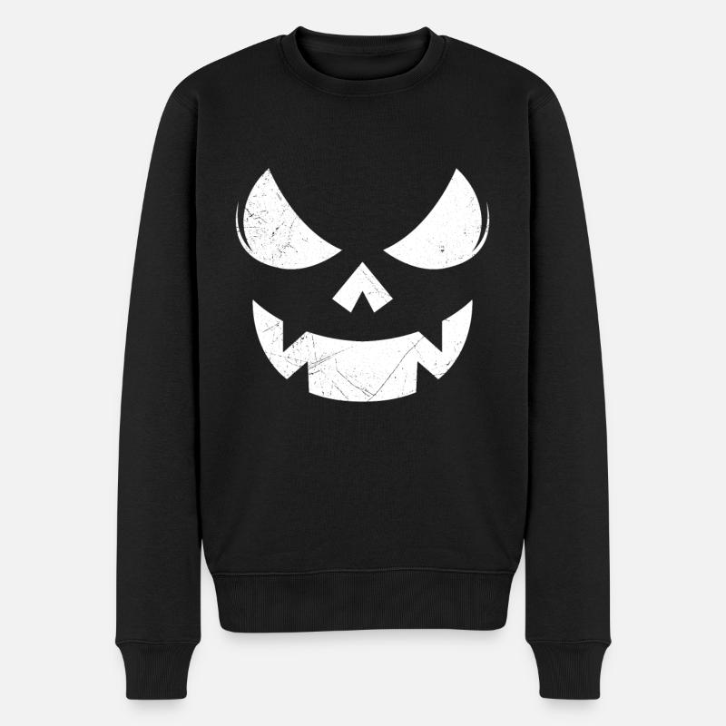Knochen Gesicht Halloween - Männer Premium Bio Pullover - Schwarz