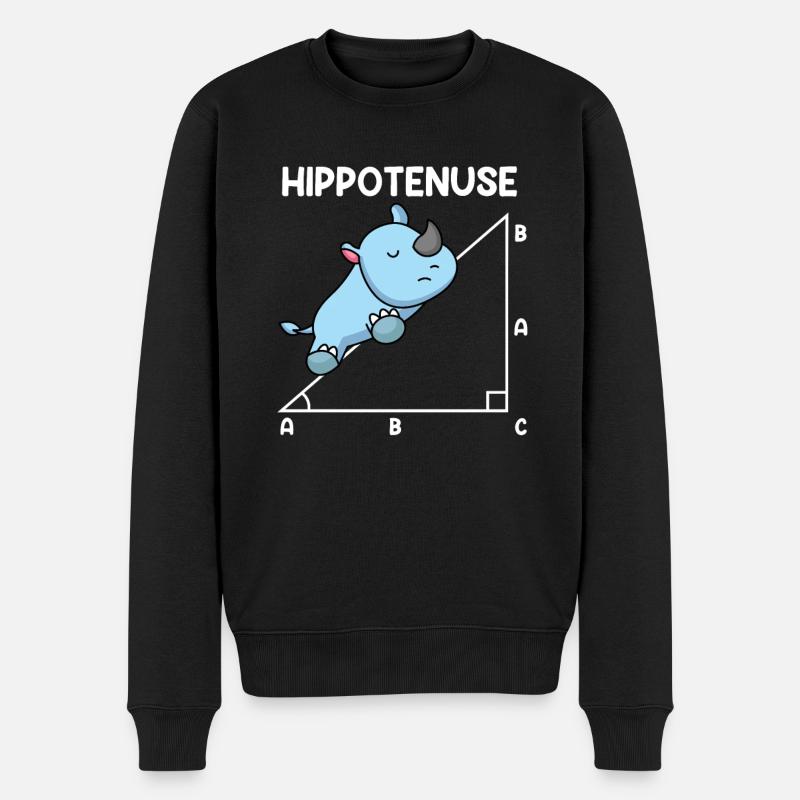 Hypoténuse Hippopotence Math - Pull Premium bio Homme - noir